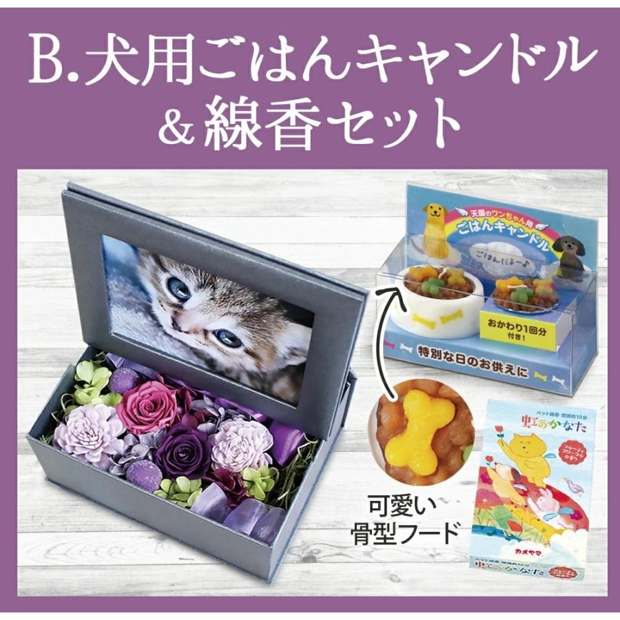 ■お供えKAREN プリザーブドフラワーフォトフレーム+蠟燭線香セットorキャンドル線香セット