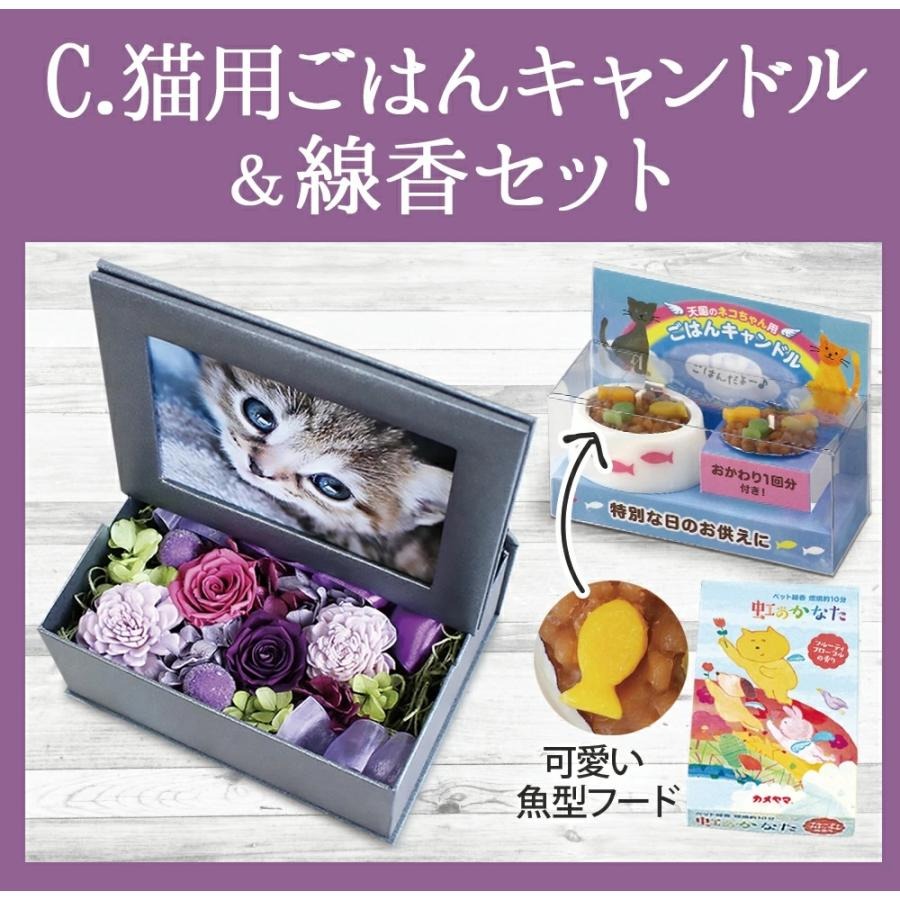 ■お供えKAREN プリザーブドフラワーフォトフレーム+蠟燭線香セットorキャンドル線香セット